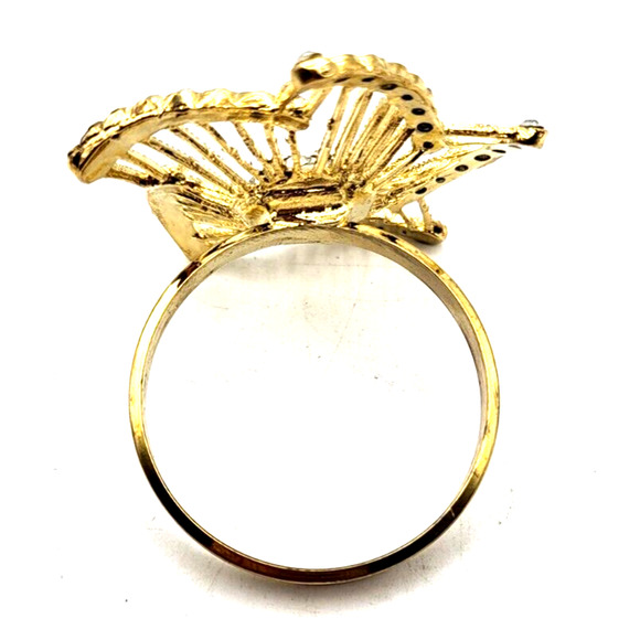 Gold Rhinestone Floral Star Napkin Rings 2" Set of 4 Classic Touch Decor NIB - Picture 5 of 12